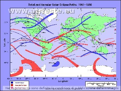 Interessante osservar l'eclissi del 1961, visibile dal'Italia (ma pareria no de Trieste) e quel del 1976 visibile da Melbourne,
