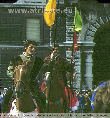 1981: Trieste <br />Cavalli in Piazza UnitÃ  d'Italia<br />Horses in Piazza UnitÃ <br />Chevaux en Place UnitÃ©<br />Photo by Sergio Drasco