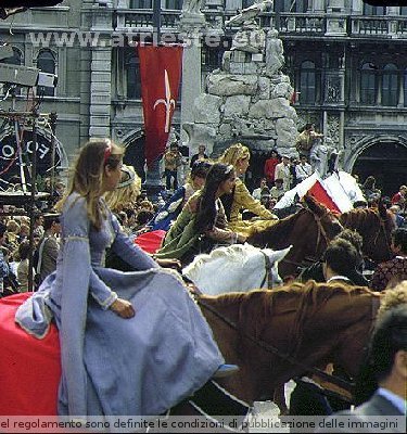 1981: Trieste <br />Cavalli in Piazza UnitÃ  d'Italia<br />Horses in Piazza UnitÃ <br />Chevaux en Place UnitÃ©<br />Photo by Sergio Drasco