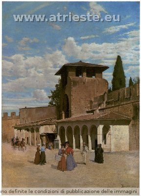 La Porta a San Gallo vista dall'interno prima della demolizione delle mura (opera di Odoardo Borrani)