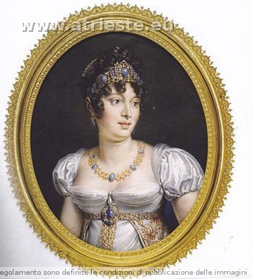 Questo è il commento dell mia parente<br />Text from Margaret Greenham, Australia : Caroline Murat (nee Bonaparte 1782-1839) Queen of Naples 1808-15, youngest sister of Napoleon Bonaparte I. After the death of her husband Joachim Murat, King of Naples in 1815, Caroline and her court took refuge in Trieste. During her years in Trieste she became a close friend to Carolina Maria Toppo and is frequently mentioned in the diary kept by Carolina's mother, always referred to as &quot;the Queen&quot;. This portrait by Philip-Heinrick Dunker, Foundation Napoleon, Paris France. Exhibit 2012, National Gallery of Victoria, Australia for &quot;Napoleon Revolution to Empire&quot; June 2-October 7