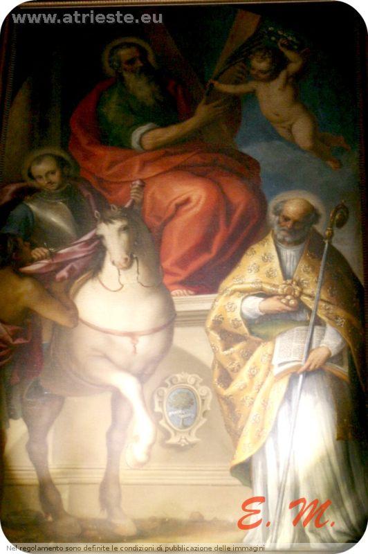 quadro seicentesco del pittore ravennate Matteo Ingoli, pittore ravennate (1587-1631), autore nel 1626 di un pregevole dipinto, Sant'Andrea tra San Martino e San Nicolò, esposto in S. Giusto Martire.
Quadro poco conosciuto e poco studiato, dicono