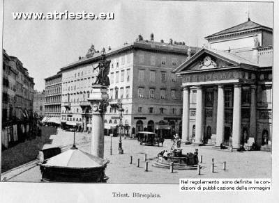 Piazza della Borsa com'era con la fontana del Nettuno